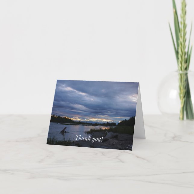 Carte De Remerciements Sunset de l'Alaska à minuit (Devant)