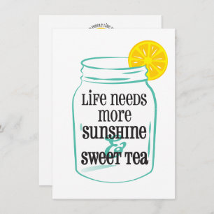 Carte De Remerciements Sunshine Sweet Tea Southern Mason Jar Lemon Turquo