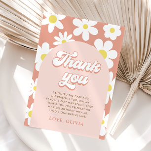 Carte De Remerciements Super Daisy Retro fête d'anniversaire