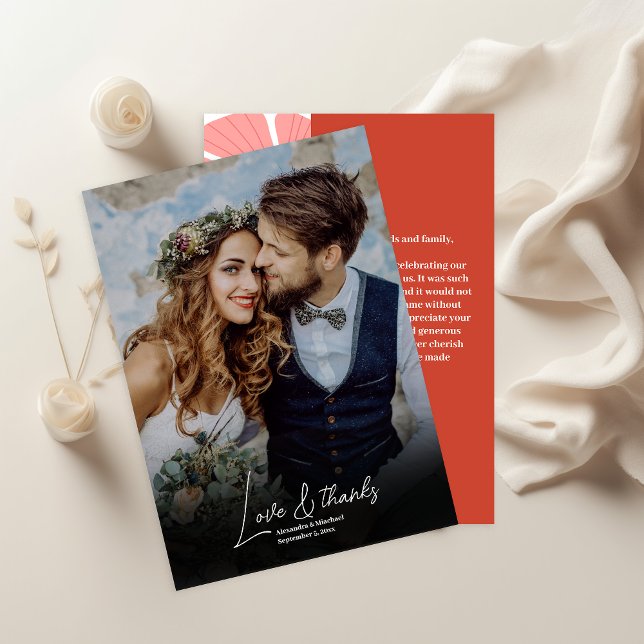 Carte De Remerciements Super moderne marguerite rose mariage photo (Créateur téléchargé)