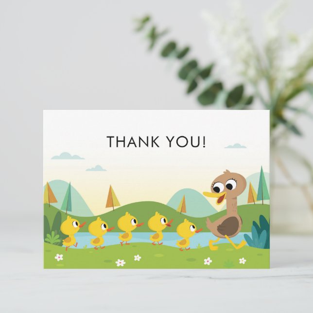 Carte De Remerciements Super Simple | 5 Petits Canards Baby Shower (Debout devant)