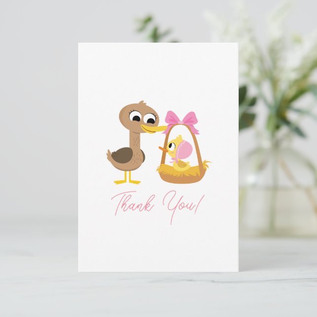 Carte De Remerciements Super Simple | 5 Petits Canards Fille Baby Shower (Debout devant)