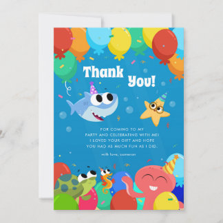 Carte De Remerciements Super simple | Finny Shark Ballons Anniversaire