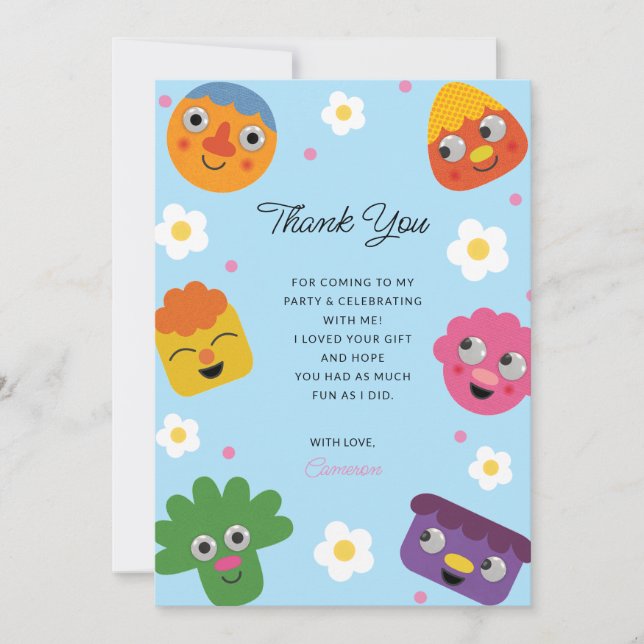 Carte De Remerciements Super Simple | L'anniversaire aux fleurs de Noodle (Devant)