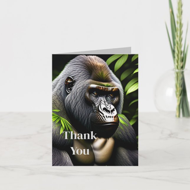 Carte De Remerciements Superbe Gorille Argent - Jungle King (Devant)