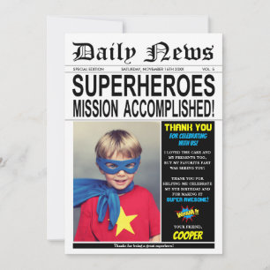 Carte De Remerciements Superhero Birthday Party Super Hero Photo