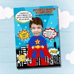 Carte De Remerciements Superhero Comic Style de livre Boy Birthday Photo<br><div class="desc">Une fête d'anniversaire sur le thème des super-héros est une façon populaire et excitante de célébrer la journée spéciale d'un enfant. C'est une façon amusante d'encourager l'imagination et la créativité tout en célébrant l'anniversaire d'un garçon. Ce design aux couleurs vives et audacieuses sur le thème des superhéros, avec un style...</div>