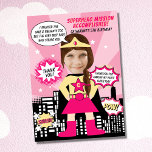 Carte De Remerciements Superhero Comic Style de livre Girl Birthday Photo<br><div class="desc">Une fête d'anniversaire sur le thème des super-héros est une façon populaire et excitante de célébrer la journée spéciale d'un enfant. C'est une façon amusante d'encourager l'imagination et la créativité tout en célébrant l'anniversaire d'une fille. Ce design aux couleurs vives et audacieuses sur le thème des superhéros, avec un style...</div>