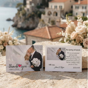 Carte De Remerciements Superposition de photo de cœur dessiné à la main