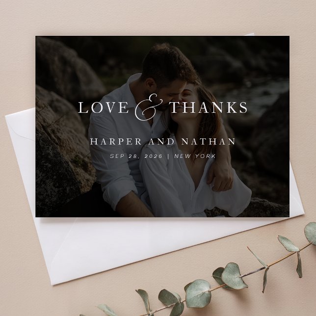 Carte De Remerciements Superposition de photo de mariage avec un script c (Créateur téléchargé)