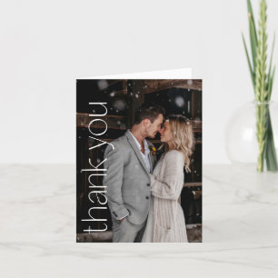 Carte De Remerciements Superposition de photo moderne de mariage avec mes