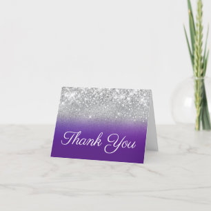 Carte De Remerciements Superposition dégradée violet royal paillettes arg