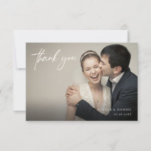 Carte De Remerciements Superposition minimaliste photo Mariage horizontal