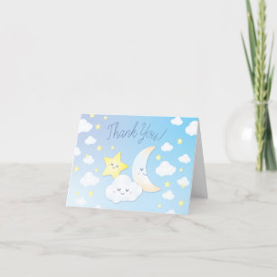 Carte De Remerciements Sur la Lune et le Baby shower des étoiles