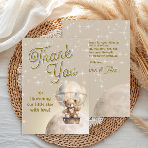 Carte De Remerciements Sur Lune Teddy Bear Baby shower neutre de genre