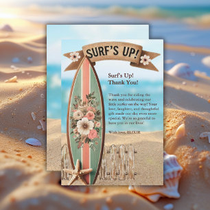 Carte De Remerciements Surf sur le Baby shower Floral Vintage