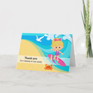 Carte De Remerciements Surfer girl