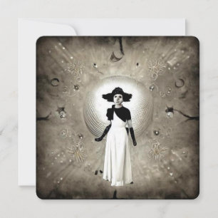 Carte De Remerciements Surréaliste Abstraite Art Déco Dame Peinte