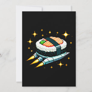 Carte De Remerciements Sushi Spacship Pixel Art Flying Sushi Roll Design