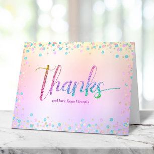 Carte De Remerciements Sweet 16 Rainbow Parties scintillant Ombre Foil An