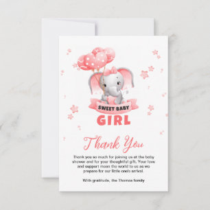 Carte De Remerciements Sweet Baby Elephant Baby shower