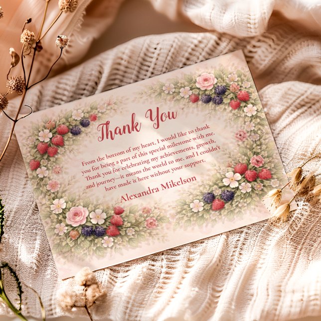 Carte De Remerciements Sweet Berry Garden 1st Birthday (Créateur téléchargé)