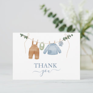 Carte De Remerciements Sweet Boho Neutral Clothesline Baby shower garçon