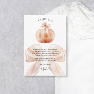Carte De Remerciements Sweet Bow Automne Petit Baby shower Citrouille