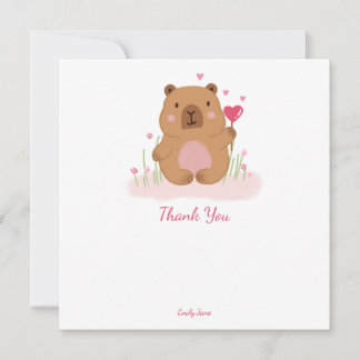 Carte De Remerciements Sweet Capybara Birthday Presonalized Thank You