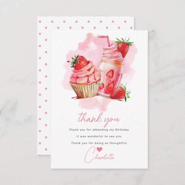 Carte De Remerciements Sweet Celebration fraise Anniversaire (Devant / Derrière)