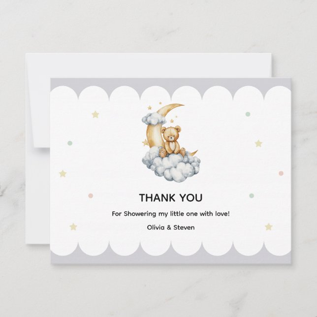 Carte De Remerciements Sweet Dreams Teddy Bear on the Moon (Devant)