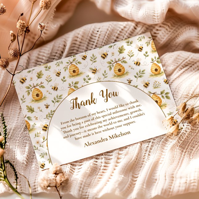 Carte De Remerciements Sweet Honey Bee Wild One Birthday (Créateur téléchargé)