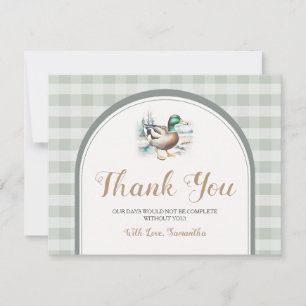 Carte De Remerciements Sweet Little Cankling Mallard En vichy Baby shower