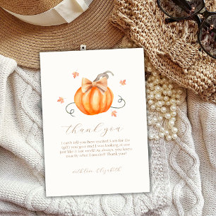 Carte De Remerciements Sweet Little Citrouille Bow Baby shower d'automne