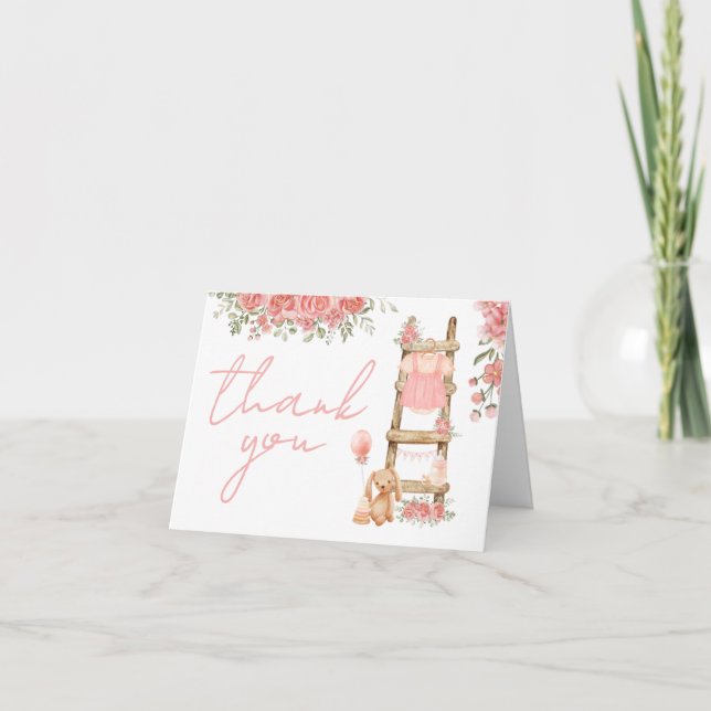 Carte De Remerciements Sweet Little Girl Boho Baby shower (Devant)