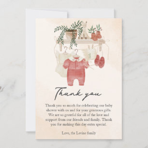Carte De Remerciements Sweet Little Girl Boho Baby shower de vêtements