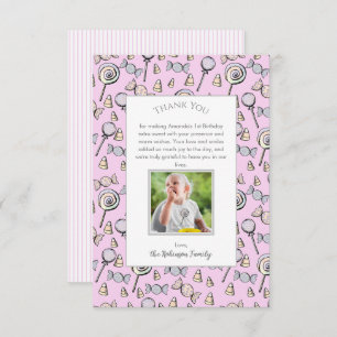 Carte De Remerciements Sweet Little One Candy Thème 1er anniversaire