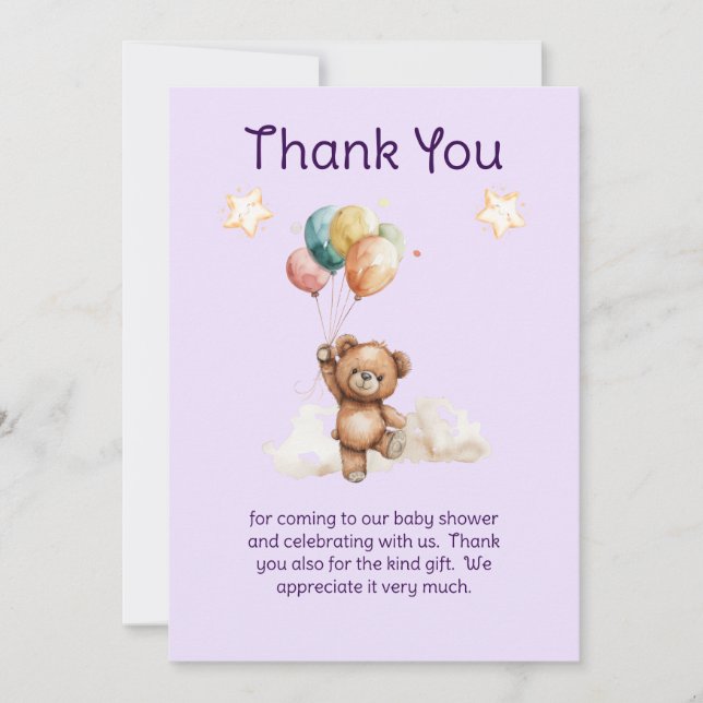 Carte De Remerciements Sweet Little One on the Way Lavender Baby Shower  (Devant)