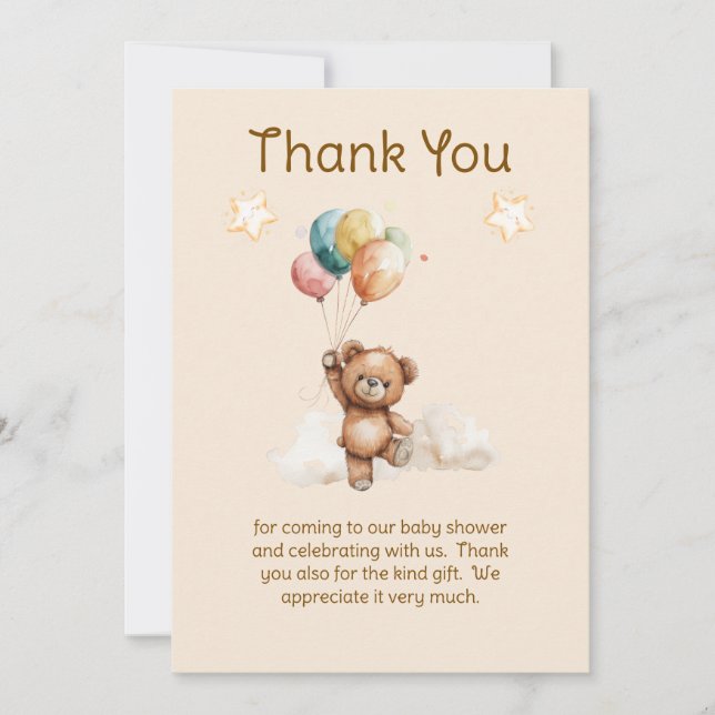Carte De Remerciements Sweet Little One sur le chemin Baby shower neutre (Devant)