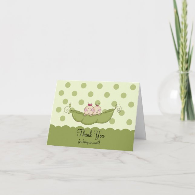 Carte De Remerciements Sweet Little Pea Twin Girls Thank You Note Card (Devant)