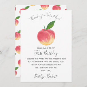 Carte De Remerciements Sweet Little Peach 1er anniversaire