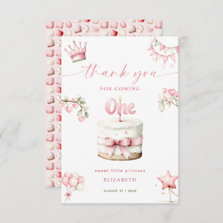 Carte De Remerciements Sweet Little Princess Pink Cake 1st Birthday