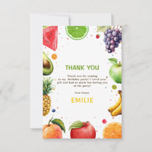 Carte De Remerciements Sweet One Fruit 1er Anniversaire Bash, Fête d'Été