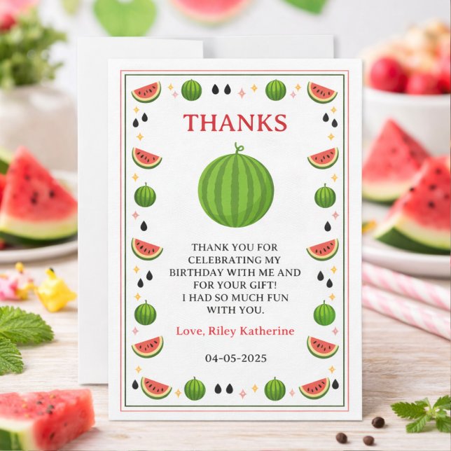 Carte De Remerciements Sweet One in a Melon Watermelon 1st Birthday Party (Sweet One in a Melon Watermelon 1st Birthday Party Thank You Card
)