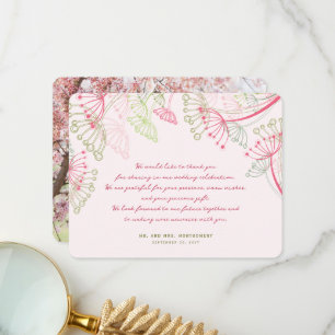 Carte De Remerciements Sweet Pink Dandelion Flowers Spring Wedding Photo