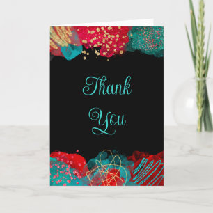 Carte De Remerciements Sweet sixteen d'encre rouge et bleu Turquoise