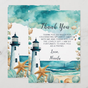 Carte De Remerciements Sweet sixteen phare Nautique Anniversaire