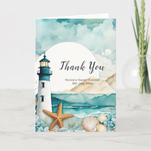 Carte De Remerciements Sweet sixteen phare Nautique Anniversaire