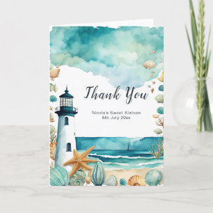 Carte De Remerciements Sweet sixteen phare Nautique Anniversaire