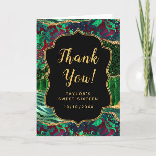 Carte De Remerciements Sweet Sixteen Safari Vert Agate